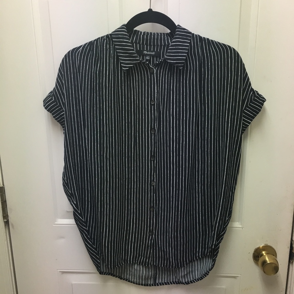 Madewell Black and White Striped Tunic Top